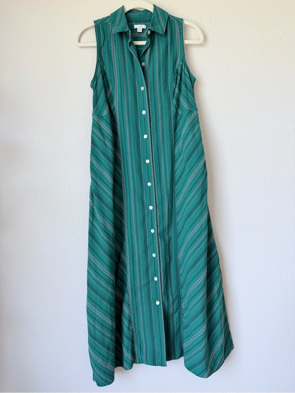 J. Jill Dobby Dress Green Striped Button Front Maxi Dress XS - Picture 3 of 15